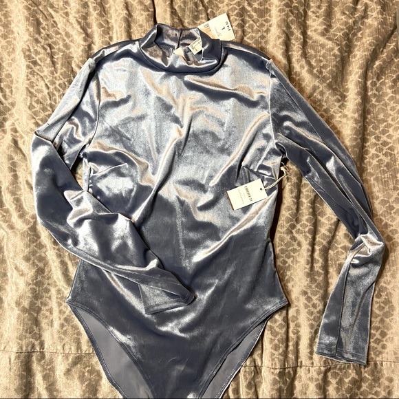 Forever 21 Tops - Babyblue Velvet Bodysuit